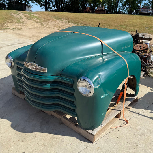 Vintage green truck grille front clip